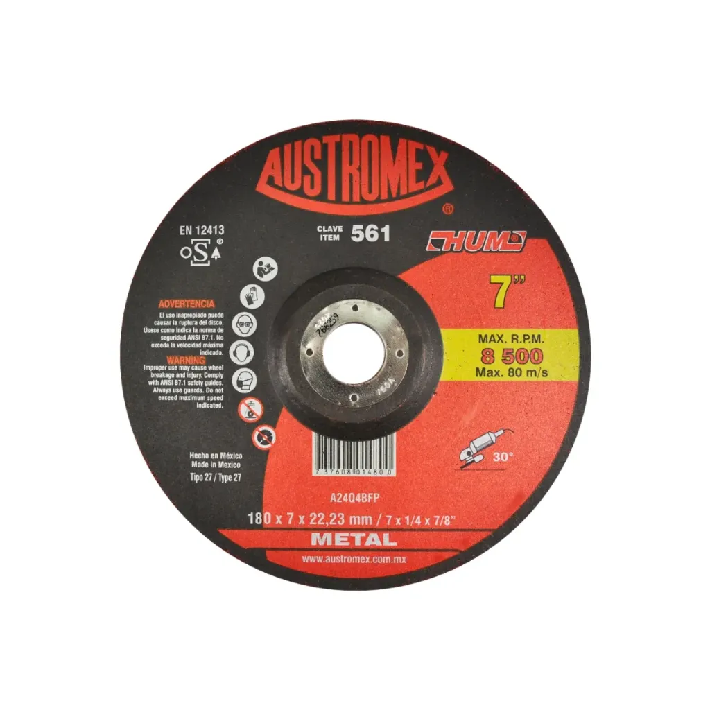 DISCO DESBASTE # 561 7 X 1/4 X7/8 METAL