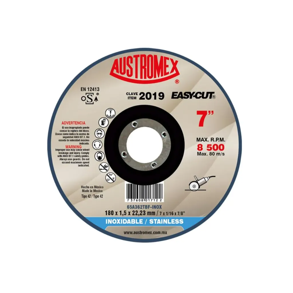 DISCO CORTE # 2019 7X1/16 ACERO INOXIDABLE