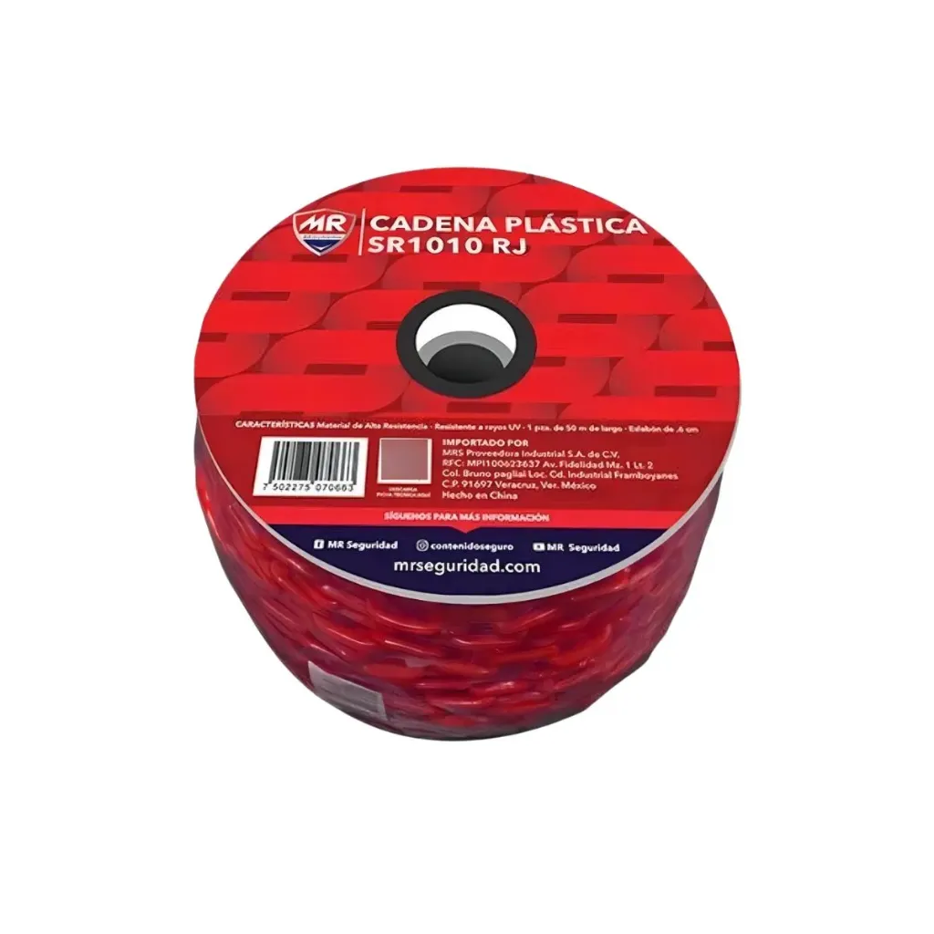 [JYRCADRO-X] ROLLO CADENA PLASTICA ROJA C/50 MTS
