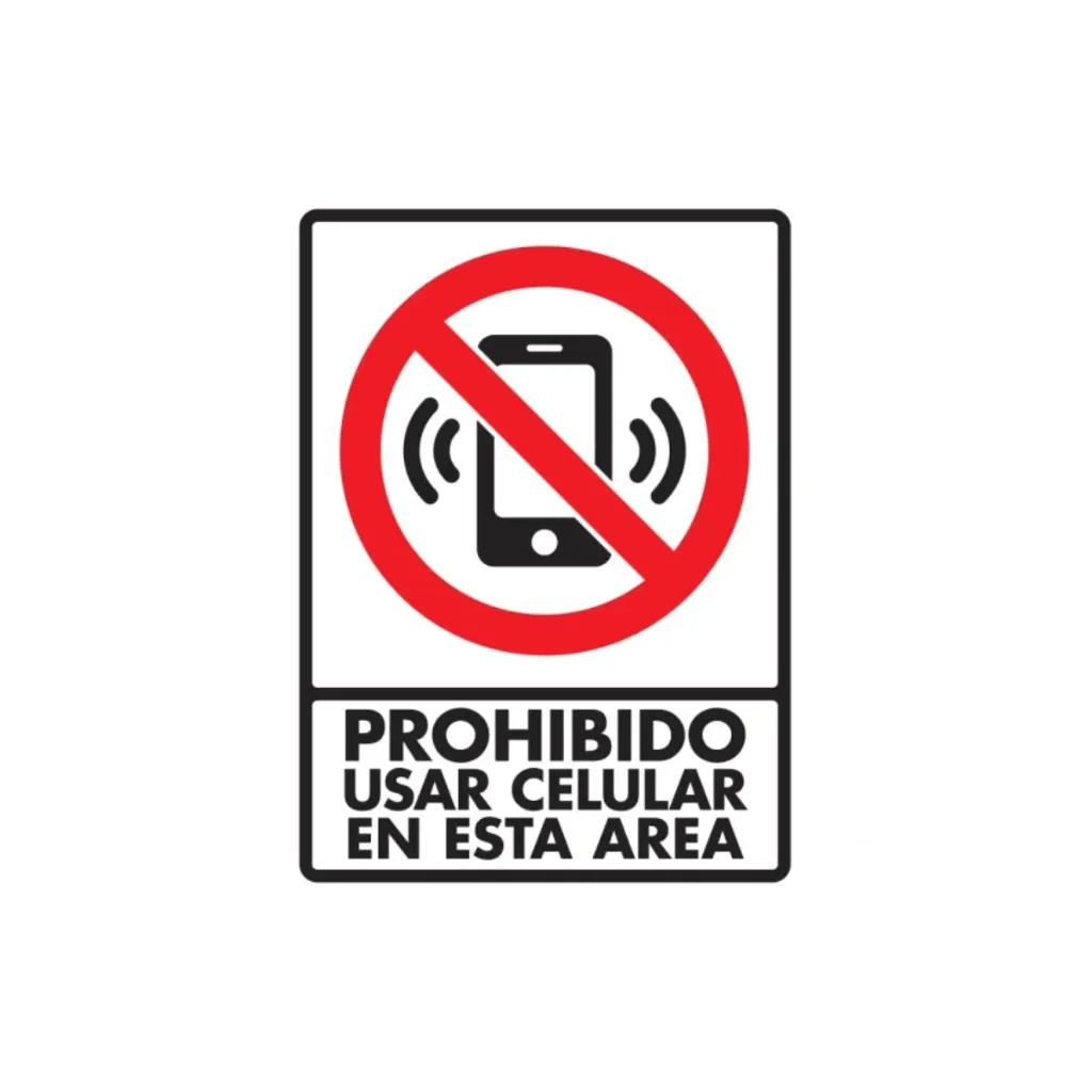 LETRERO "NO USAR CELULAR" 30X40 CMS