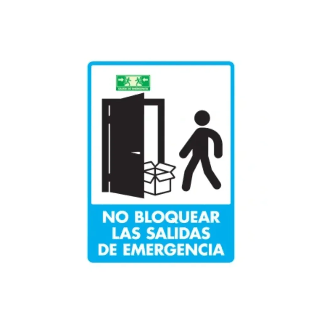 LETRERO "NO BLOQUEAR LAS SALIDAS" 30X40