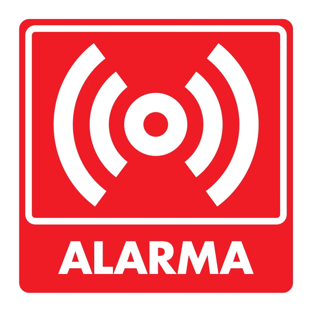 [EXTLALAR-X] LETRERO "ALARMA" 20X20 CMS