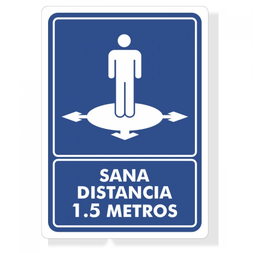 [SN220N13-X] LETRERO "SANA DISTANCIA 1.5M" 30X40 CMS