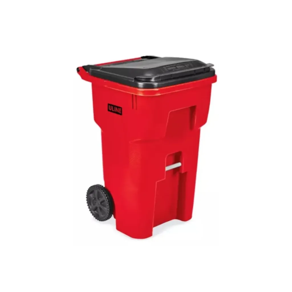 [H-7937R-X] BOTE DE BASURA CON LLANTAS ROJO 65 GAL.